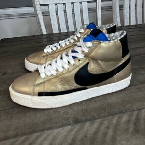 Nike Blazer High Top Gold Black Sneakers Sz 12